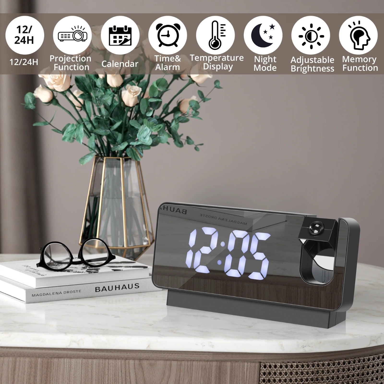 Smart LED Digital Projection Alarm Clock Electronic Alarm Clock ⏰