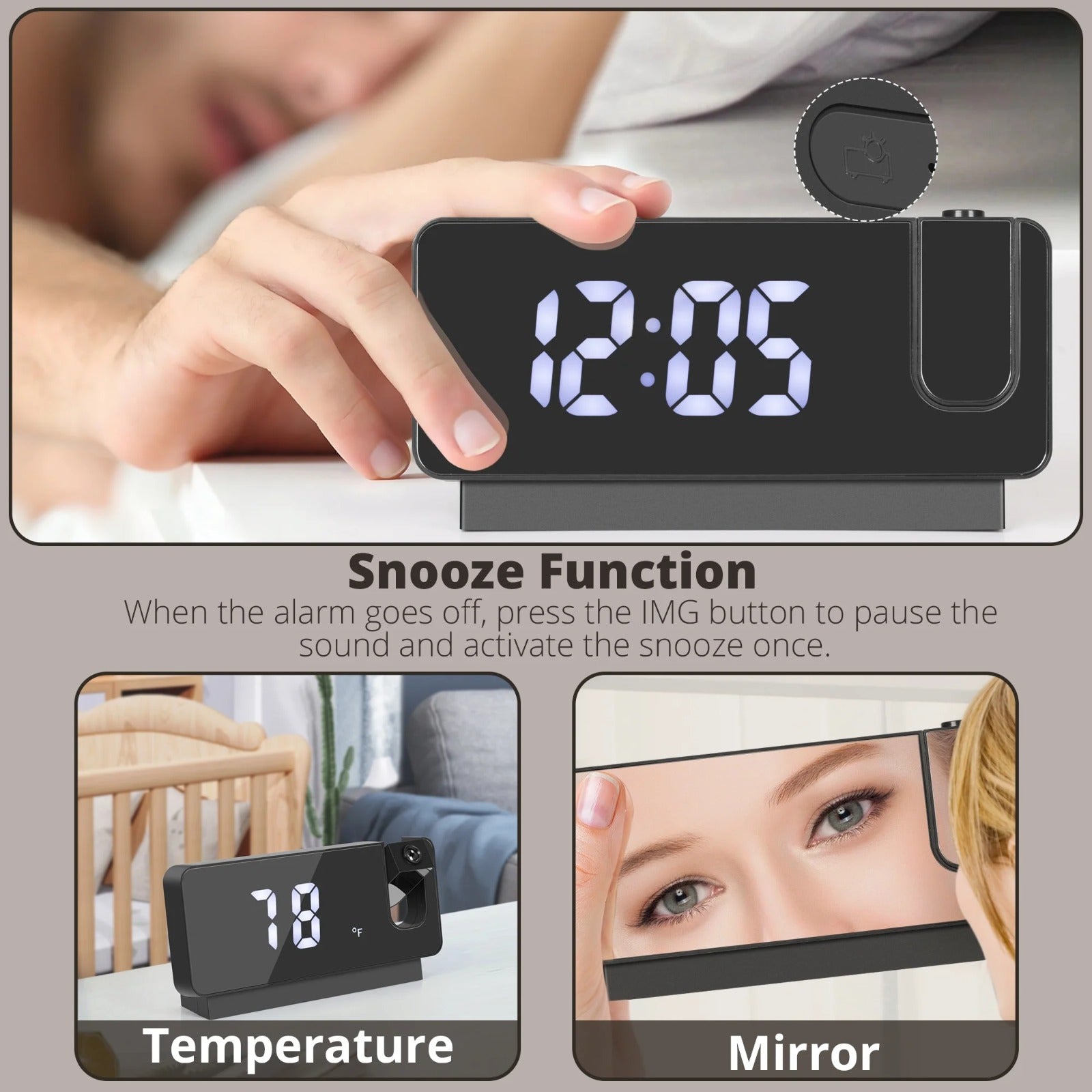 Smart LED Digital Projection Alarm Clock Electronic Alarm Clock ⏰